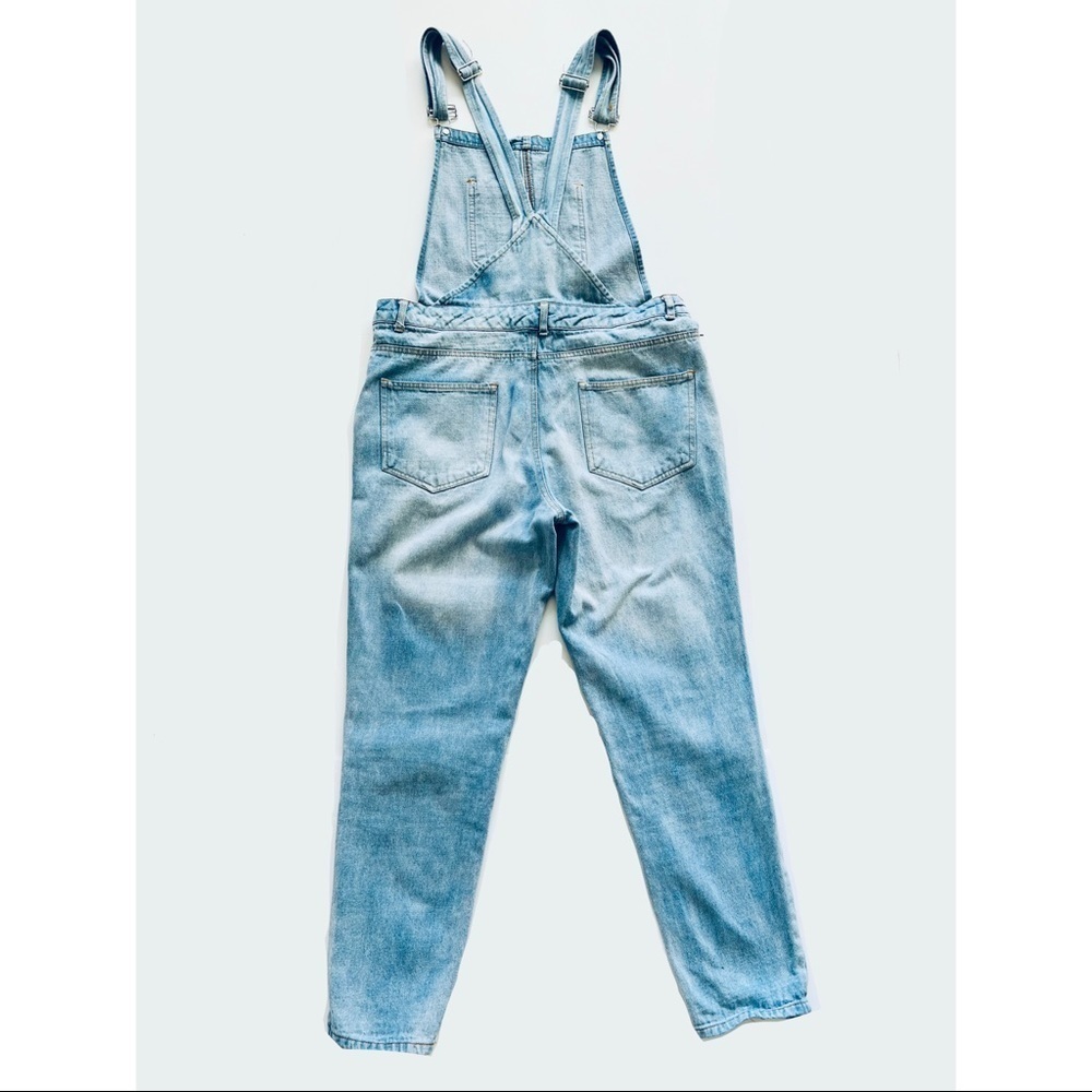 Sans Souci light washed distressed denim overalls - Picture 4 of 5